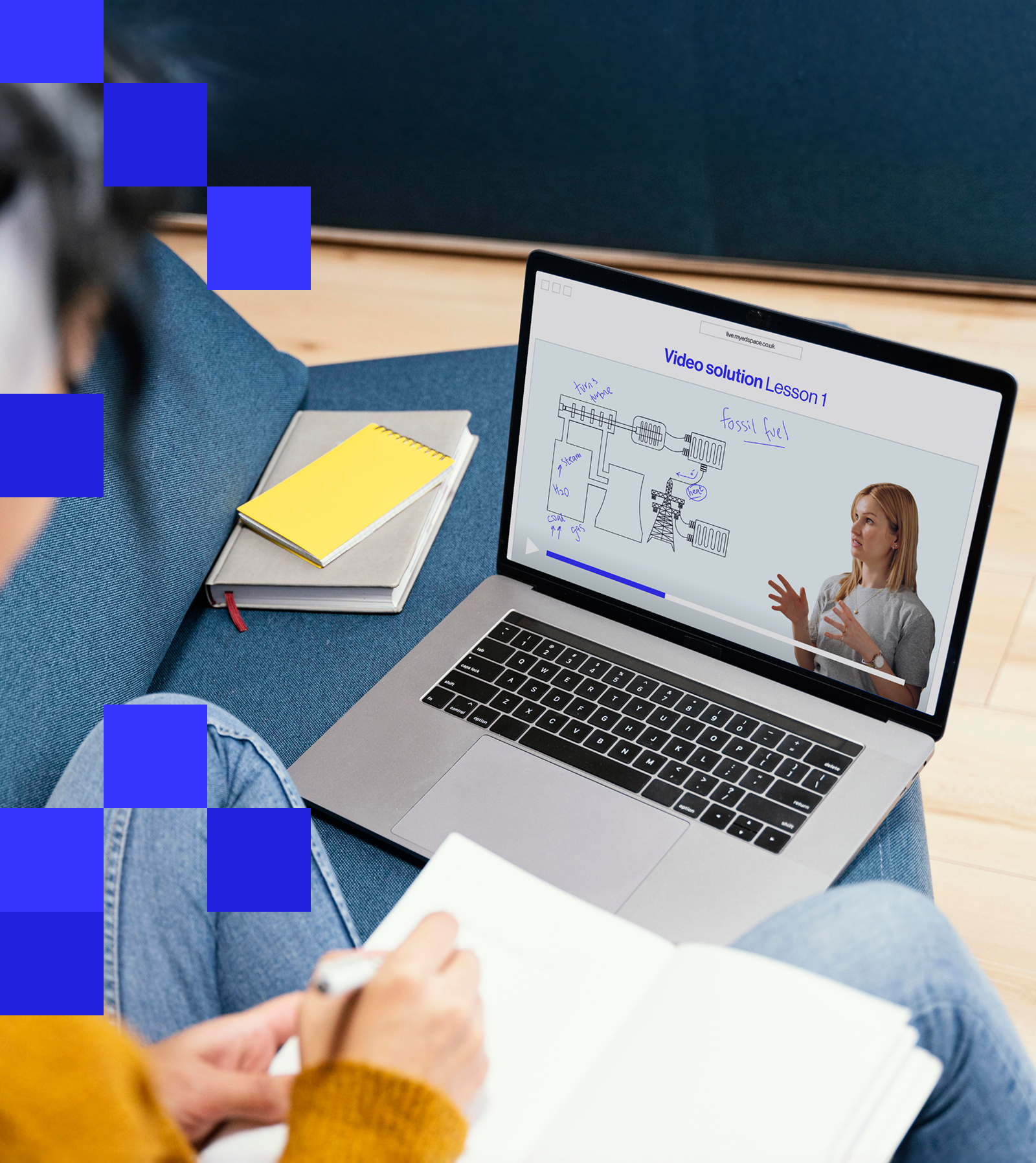 Student studying with laptop