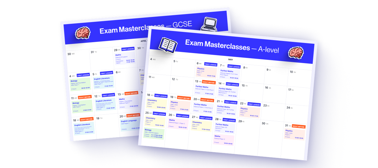 Exam Masterclasses timetable